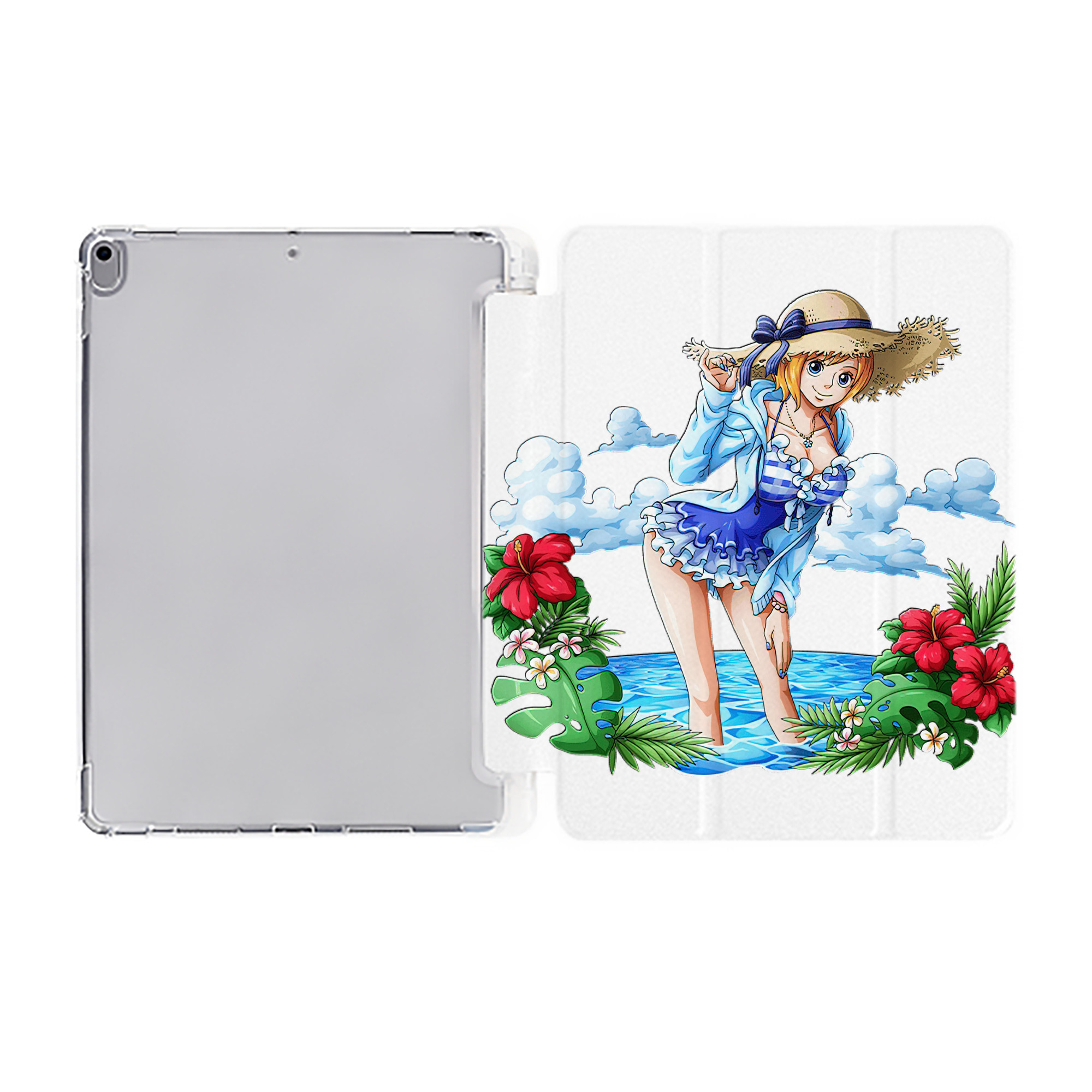 （画像用） ワンピース ナミ ONE PIECE Nami IPad ケース ペン収納付き 三つ折りスタンド PUレザー×シリコン 対応機種9.5/10.5/10.9インチ